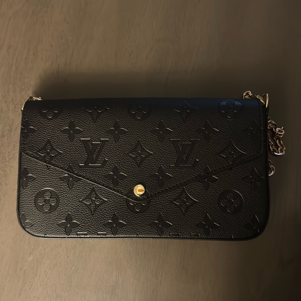 Embossed black bag.